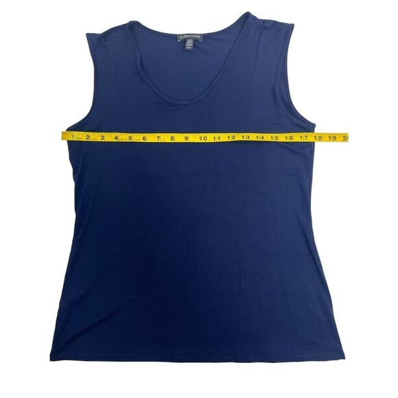 Eileen Fisher Womens Lightweight Viscose Jersey Shell Tank Top Navy Blue Medium - Picture 7 of 16
